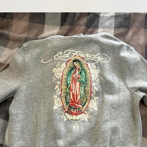 Ed Hardy Gray Hoodie with Logo